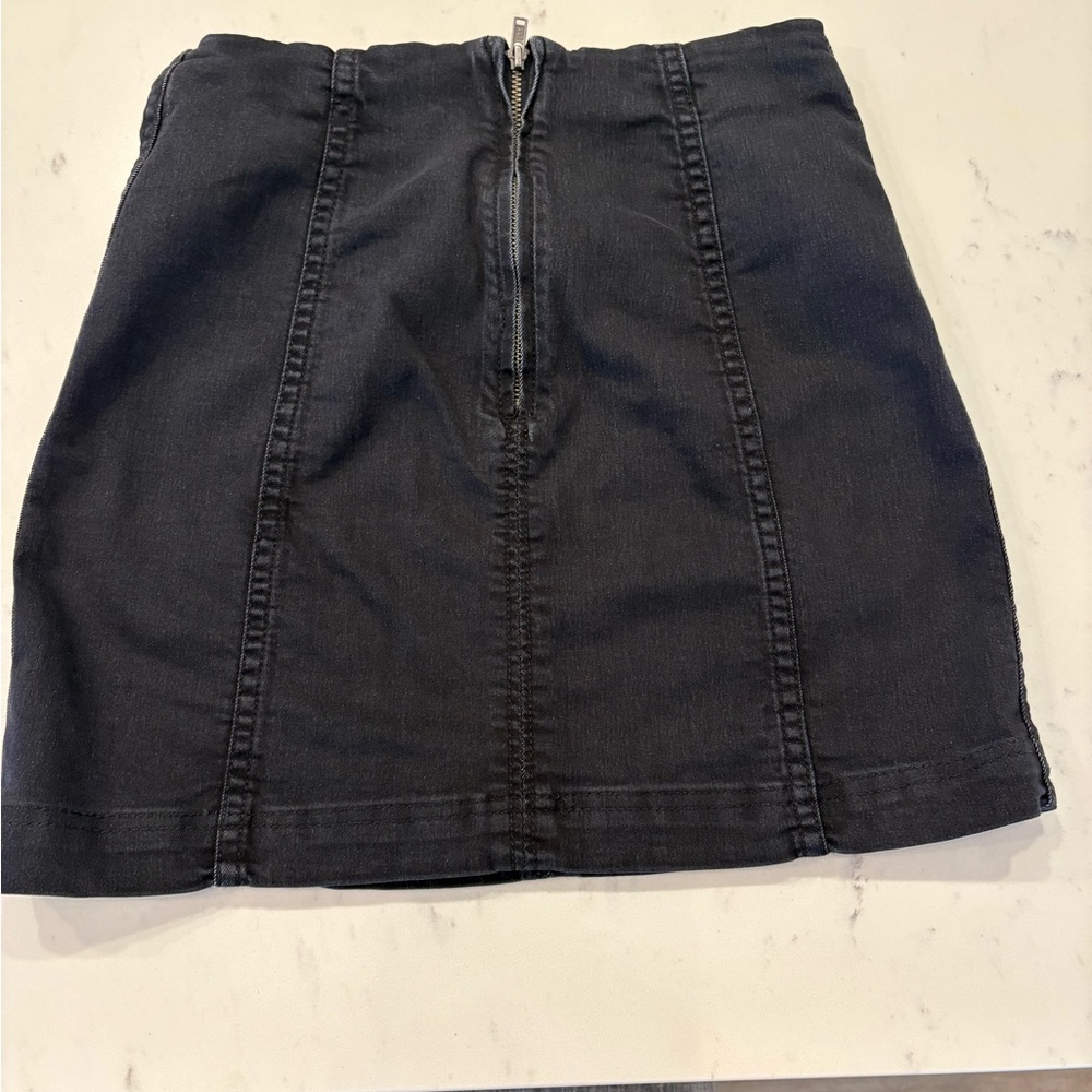 Free People Black Denim Mini Skirt